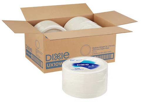 Dixie White Medium Weight Paper Plate, 10-1/16 inch -- 500 per case