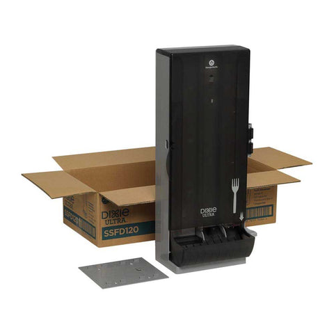 Dixie Translucent Black Polystyrene Series-O Classic Fork Dispenser, 8.78 x 10 x 24.75 inch