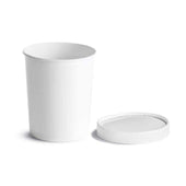 Huhtamaki Round White Paper Food Container with Lid, 32 Ounce Capacity -- 250 per case
