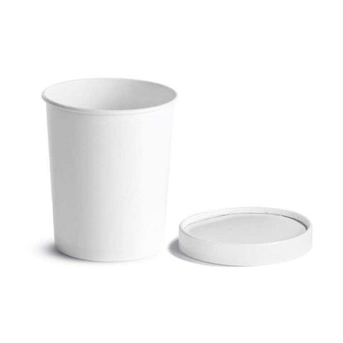 Huhtamaki Round White Paper Food Container with Lid, 32 Ounce Capacity -- 250 per case