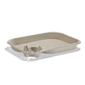 Huhtamaki StrongHolder Molded Fiber Paper Tan Tray with Cup Hole, 13 x 10 x 2 inch -- 200 per case