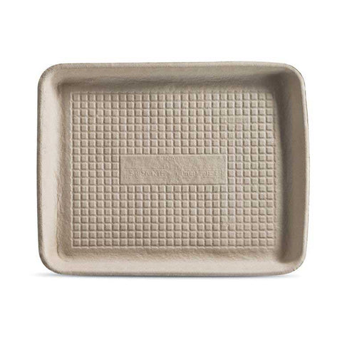 Huhtamaki StrongHolder Beige Molded Fiber Paper Tray, 9 x 12 x 1 inch -- 250 per case
