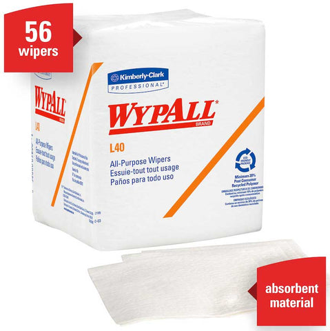 WypAll Double Re-Crepe White 1/4 Fold Disposable Cleaning and Drying Towel, 12.5 x 14.4 inch -- 1008 per case