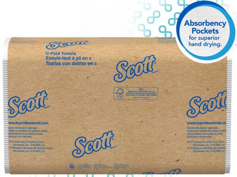 Scott Essential C Fold 1 Ply White Paper Towel, 13.15 x 10.125 x 10.75 inch -- 2400 per case