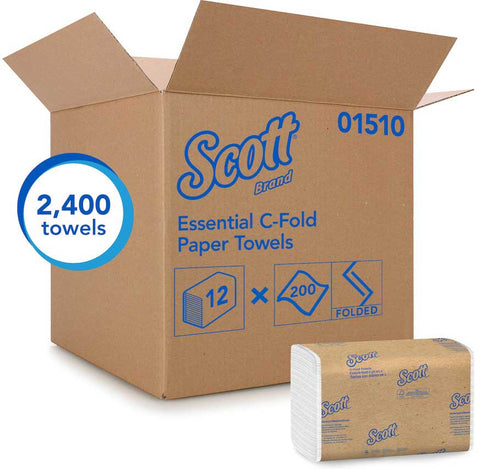 Scott Essential C Fold 1 Ply White Paper Towel, 13.15 x 10.125 x 10.75 inch -- 2400 per case