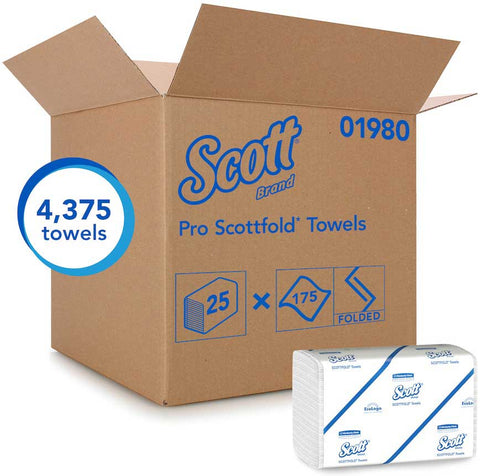 Scott Pro Scottfold Multifold White Paper Towel, 12.4 x 9.4 x 9.625 inch -- 4375 per case