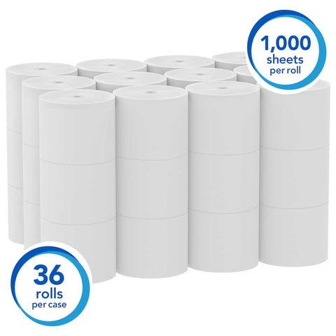 Scott Essential Coreless 2-Ply Standard Roll Toilet Paper - 1000 sheets per roll -- 36 rolls per case