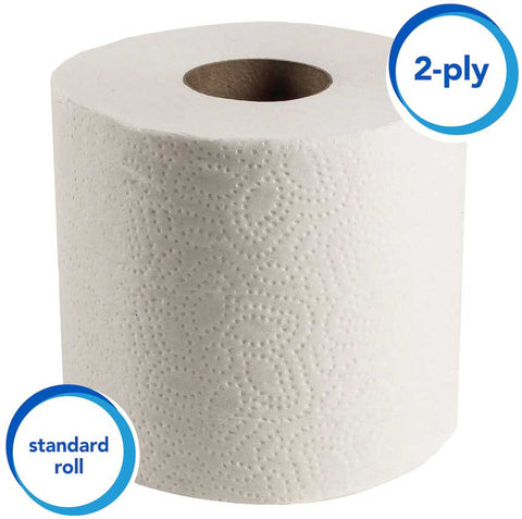Scott Essential Professional 2 Ply White Standard Roll Toilet Paper Tissue, 4 x 4.1 x 19 inch - 550 sheets per roll -- 80 rolls per case