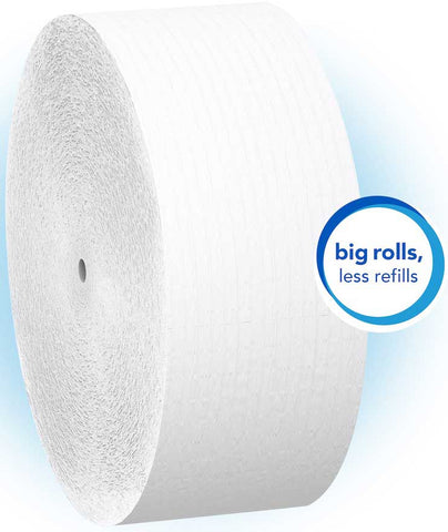 Scott Essential 2 Ply White Coreless Jumbo Roll Round Toilet Paper, 3.78 inch x 1150 feet -- 12 per case