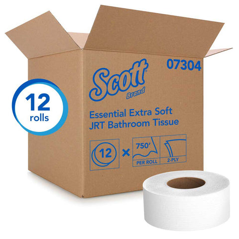 Scott White 2 Ply Cotton Jumbo Toilet Tissue Roll, 750 Feet -- 12 rolls per case