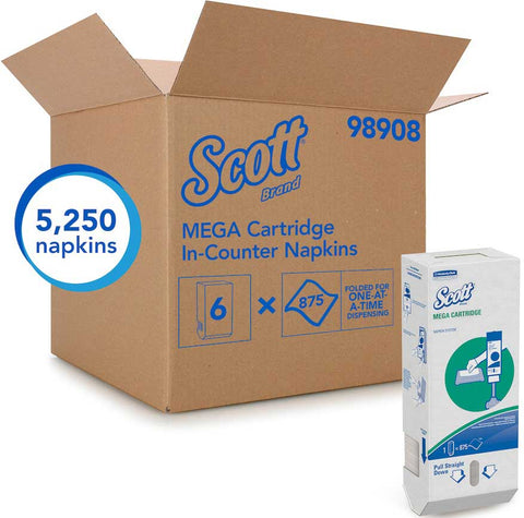 Scott 1 Ply White Mega Cartridge Napkin, 8.4 x 6.5 x 15.062 inch -- 5250 per case