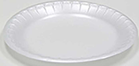Pactiv Foam Satinware White 1-Compartment Round Plate, 9 inch -- 500 per case