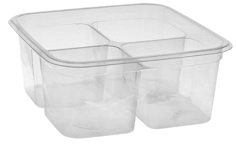 Pactiv Foodservice 4 Compartment Clear Recycled Plastic Square Takeout Container, 32 Ounce -- 360 per case
