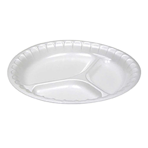 Pactiv Placestter White Expanded Polystyrene Foam Plate, 18.31 x 9.31 x 24.38 inch -- 500 per case