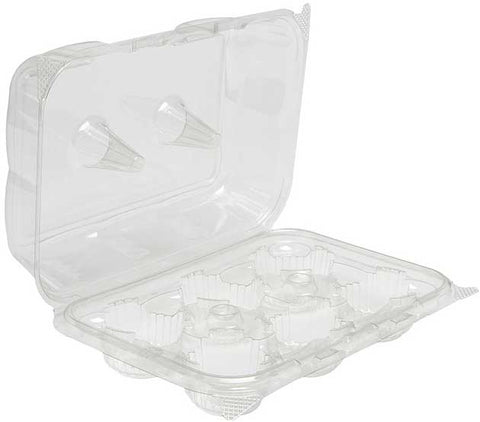 Pactiv Foodservice Tall Apet Hinged 6 Count Cupcake Container -- 120 per case