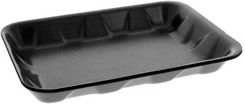 Pactiv Polystyrene Foam Number 4D1 Black Supermarket Tray, 9.5 x 7.0 x 1.25 inch -- 500 per case