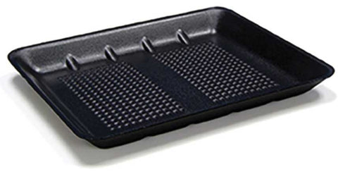 Pactiv Polystyrene Foam Number 9H Black Heavy Supermarket Tray, 11.875 x 9.875 x 1.19 inch -- 250 per case