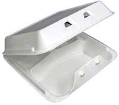 Pactiv SmartLock Polystyrene Foam Large White 3 Compartment Hinged-Lid Takeout Container, 8 Ounce Capacity -- 150 per case