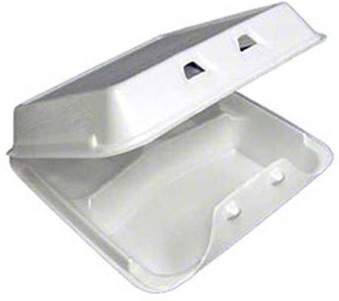 Pactiv SmartLock Polystyrene Foam Large White 3 Compartment Hinged-Lid Takeout Container, 8 Ounce Capacity -- 150 per case