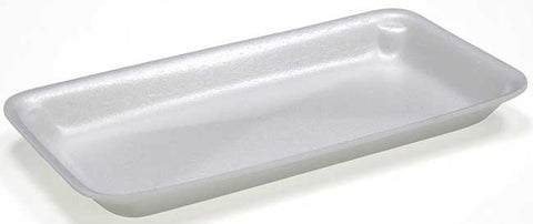 Pactiv Polystyrene Foam White Tray - Family Pack, 8 Ounce Capacity -- 100 per case