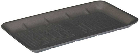 Pactiv Number 25SH Black Heavy Polystyrene Foam Supermarket Tray - Family Pack, 14.875 x 8 x 1.02 inch -- 250 per case