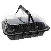 Pactiv Black Small Rectangular Polypropylene Four Count Fried Chicken Container, 9.5 x 8 x 3 inch -- 100 per case