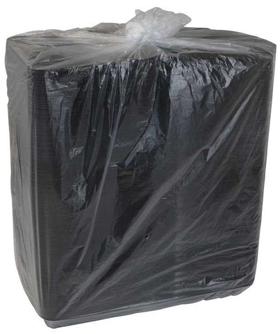 Pactiv Polystyrene Foam Large Black Economy 1-Compartment Hinged-Lid Takeout Container, 8 Ounce Capacity -- 150 per case