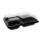 Pactiv SmartLock Black 3 Compartment Dinner Box with Clear Lid -- 125 per case