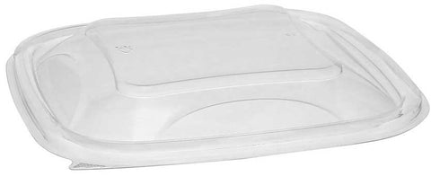 Pactiv RPET Square Dome Lid for 24-32 Ounce Square Salad Containers, 7.375 x 7.375 x 0.83 inch -- 300 per case