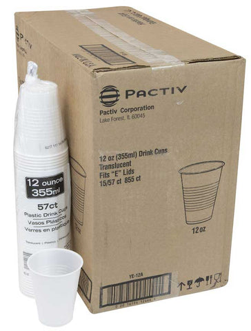 Pactiv HIPS Premium Natural Translucent Cup, 12 Ounce Capacity -- 855 per case