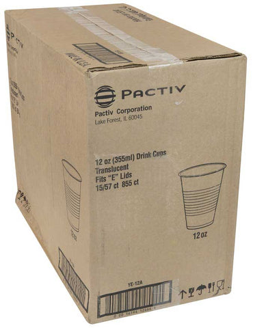 Pactiv HIPS Premium Natural Translucent Cup, 12 Ounce Capacity -- 855 per case