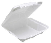 Pactiv Foam White 1 Compartment Hinged Lid Takeout Container, 4 Ounce Capacity -- 150 per case