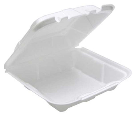 Pactiv Foam White 1 Compartment Hinged Lid Takeout Container, 4 Ounce Capacity -- 150 per case