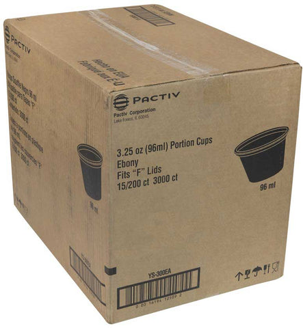 Pactiv HIPS Translucent Ebony Portion Cup, 3.25 Ounce Capacity -- 3000 per case