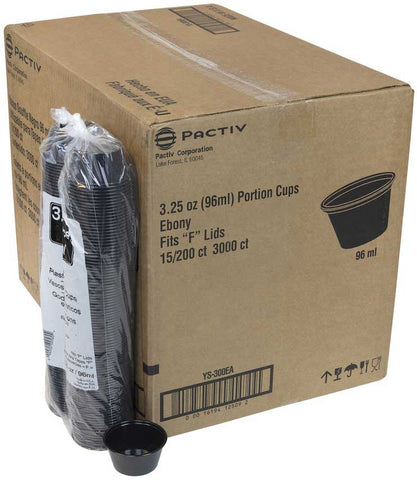 Pactiv HIPS Translucent Ebony Portion Cup, 3.25 Ounce Capacity -- 3000 per case