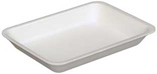 Pactiv Polystyrene Foam 3P White Processor Tray, 8.625 x 6.562 x 1.282 inch -- 400 per case