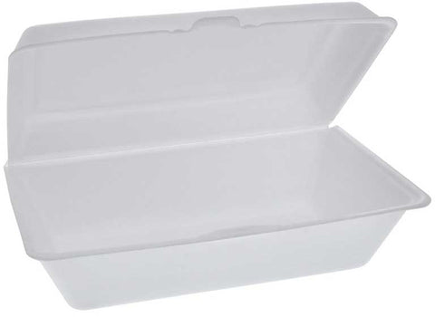 Pactiv Foam White Large All Purpose Hinged Lid Takeout Sandwich Container, 30 Ounce Capacity -- 200 per case
