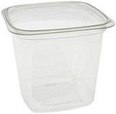 Pactiv RPET Clear 4 inch Square Container with Flat Bottom, 24 Ounce Capacity -- 480 per case