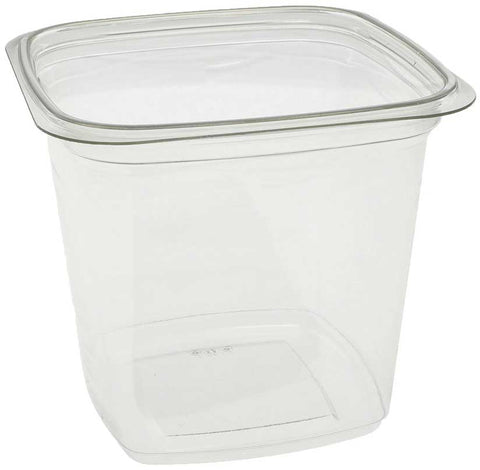 Pactiv RPET Clear 4 inch Square Container with Flat Bottom, 24 Ounce Capacity -- 480 per case