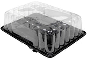 Pactiv RPET Black Base 1/4 Tab Sheet Cake container with 4.25 inch Rose Dome Lid, 8 Ounce Capacity -- 50 per case