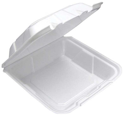 Pactiv Foam White Economy 1 Compartment Hinged Lid Takeout Container, 4 Ounce Capacity -- 150 per case