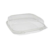 Pactiv EarthChoice Clear PET Rectangular Large 1 Compartment Hinged Deli Container, 9 x 9 x 3 inch -- 250 per case