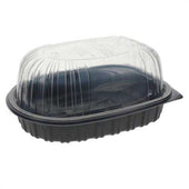 Pactiv EarthChoice Black Polypropylene Oval Medium Roaster with Clear Lid, 10 x 7.5 x 4 inch -- 95 per case