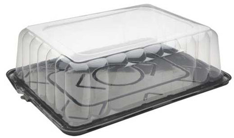 Pactiv RPET Labeled 1/8 Sheet Black Base and 4.25 inch Rose Dome Lid, 15 Ounce Capacity -- 50 per case