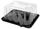 Pactiv RPET Labeled 1/8 Sheet Black Base and 4.25 inch Rose Dome Lid, 15 Ounce Capacity -- 50 per case