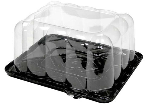 Pactiv RPET Labeled 1/8 Sheet Black Base and 4.25 inch Rose Dome Lid, 15 Ounce Capacity -- 50 per case