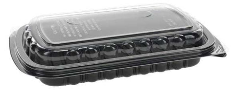 Pactiv TFPP Black/Clear Half Slab Rib Container, 10.01 x 7.09 x 2.12 inch -- 90 per case