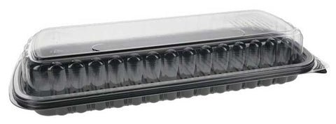 Pactiv Zip Seal OPS Black Base Full Slab Rib Container with Clear Dome Lid and Fog Guard, 24 Ounce Capacity -- 70 per case