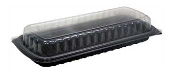Pactiv Zip Seal Polypropylene Black Base Hot BBQ Full Slab Rib Food Display Takeout Container, 24 Ounce Capacity -- 80 per case