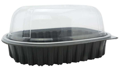 Pactiv Polypropylene Black Base Hot Large Roaster Display Takeout Container with Clear Dome Lid, 50 Ounce Capacity -- 95 per case